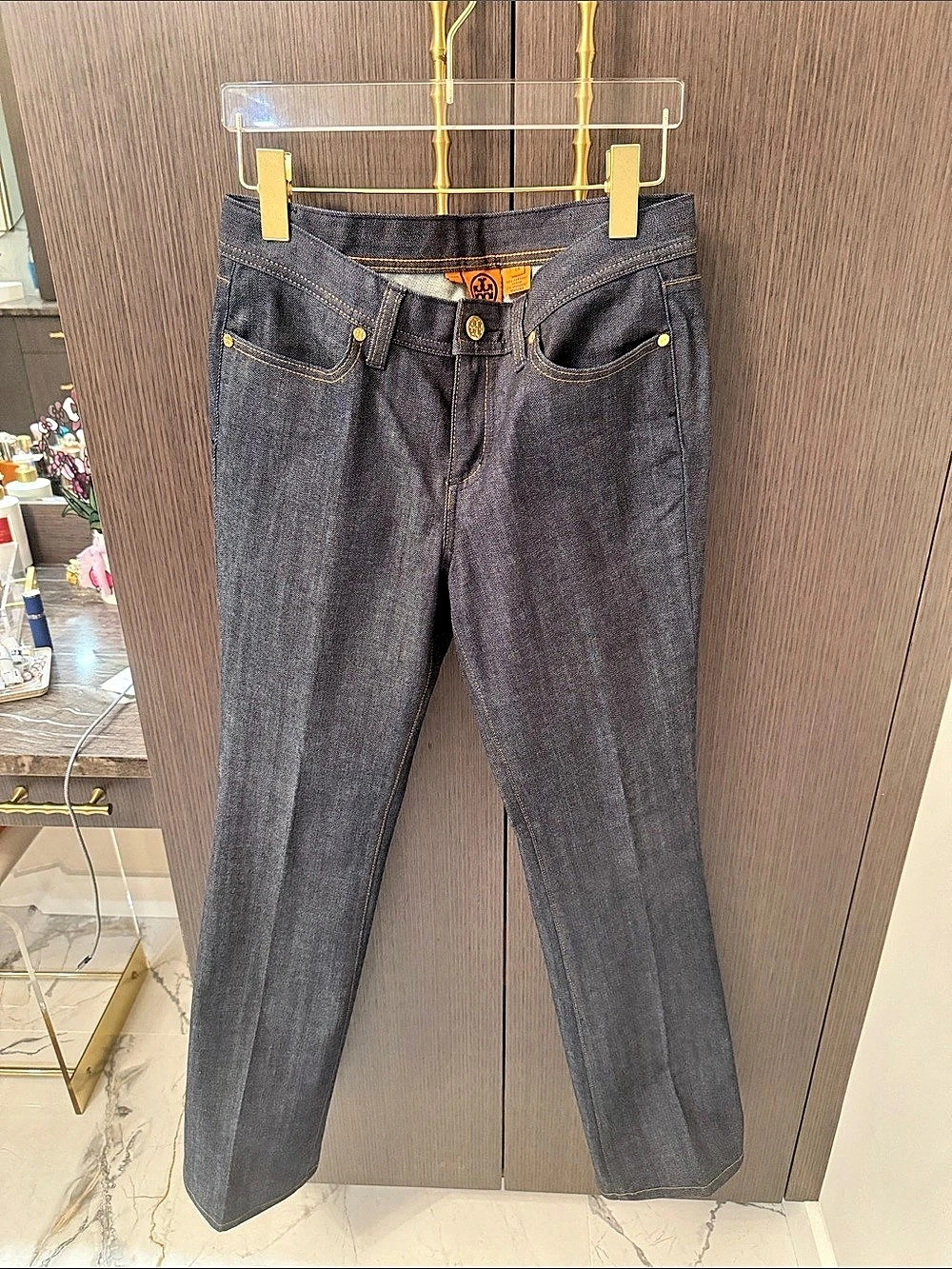 Tory Burch “Classic Tory Jeans” Dressy in Dark Waist 28 Like New